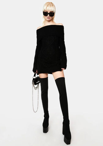 Nighttime Snow Frolic Sweater Dress