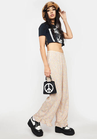 70s Prairie Girl Floral Bianca Culotte Trousers