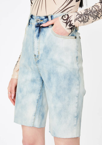 Abrasion Denim Cycling Shorts