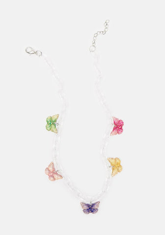 Springtime Wind Butterfly Charm Necklace
