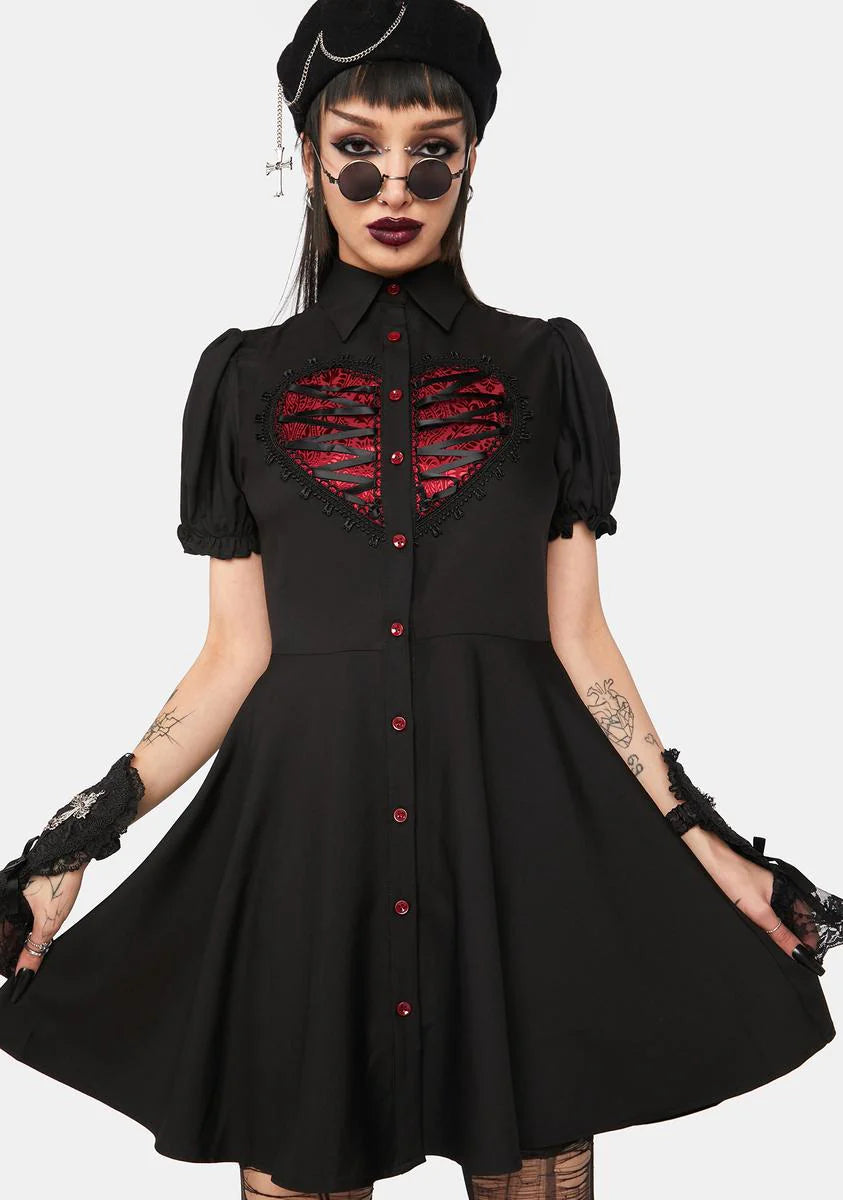 Heart Button Mini Dress