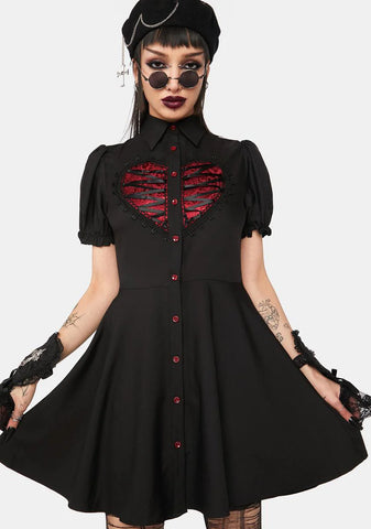 Heart Button Mini Dress