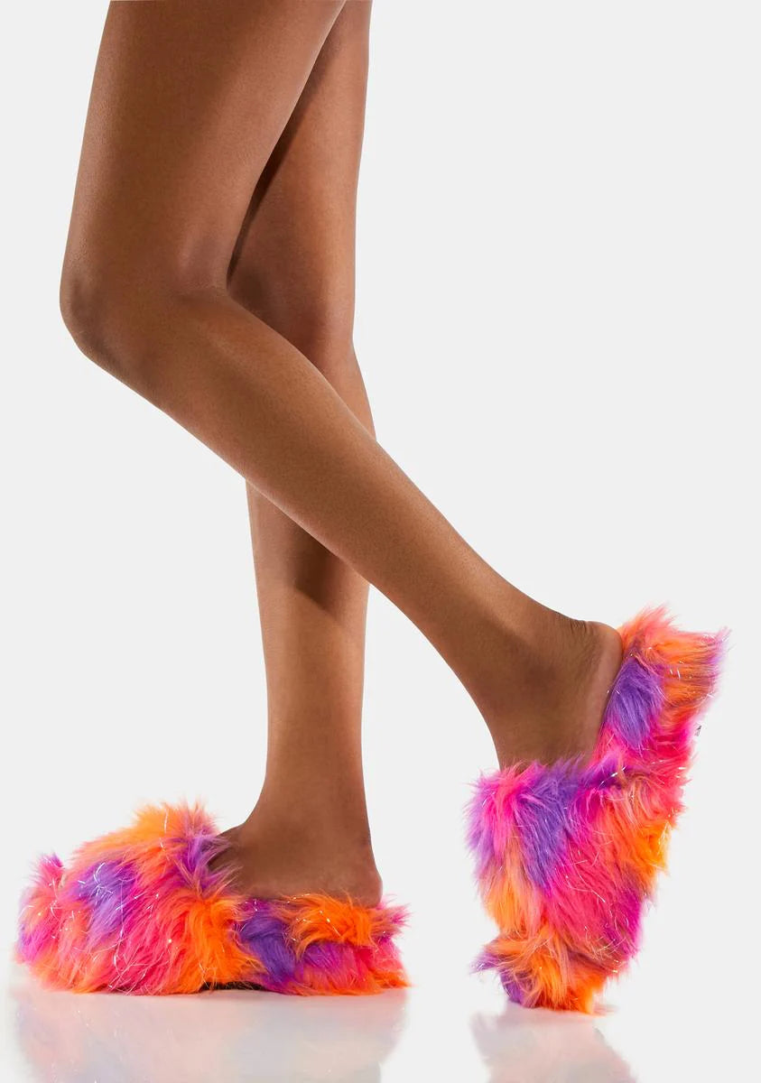 Sparkle Moment Faux Fur Slides