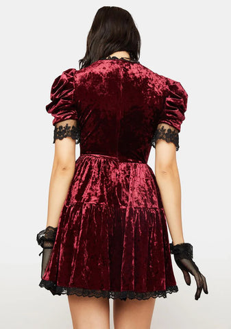 Dead Wine Frilly Neck Dress