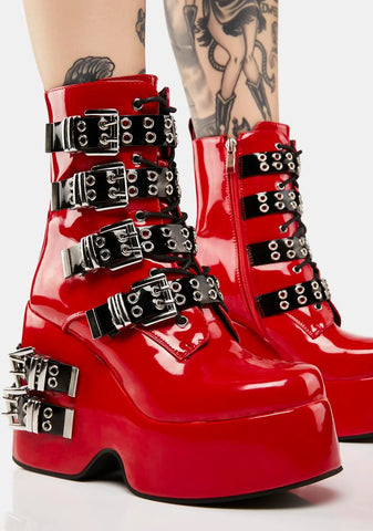 Red Amalfi Buckle Boots