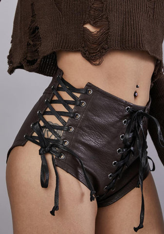 You Must Believe Lace Up Shorts