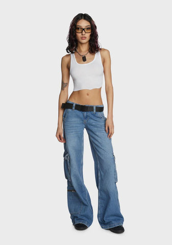 Low Rise Puddle Cargo Jeans