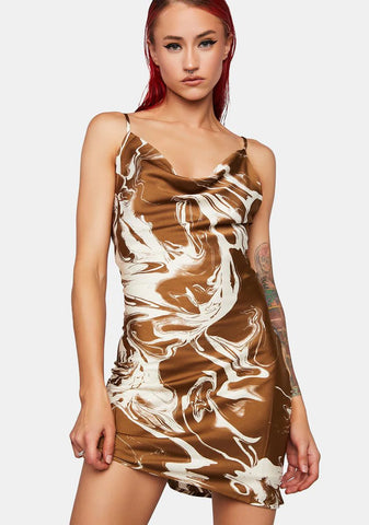 Low Back Cowl Neck Mini Dress