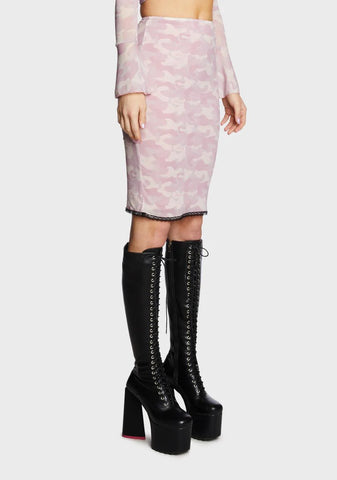 Sunset Camo Midi Skirt