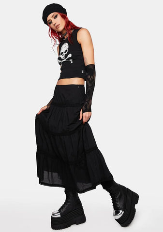 Raven Ruffle Maxi Skirt