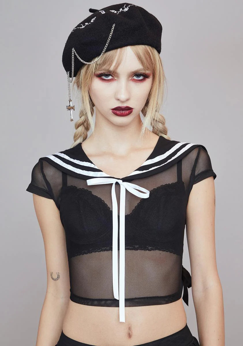 School Spirit Mesh Crop Top