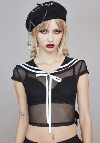 School Spirit Mesh Crop Top