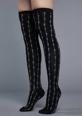 Through The Wire Thigh High Socks