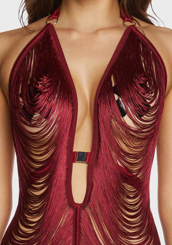 Ruby Fringe Benefits Sheer Slip Dress