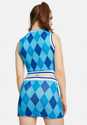 Argyle Rib Mini Skirt