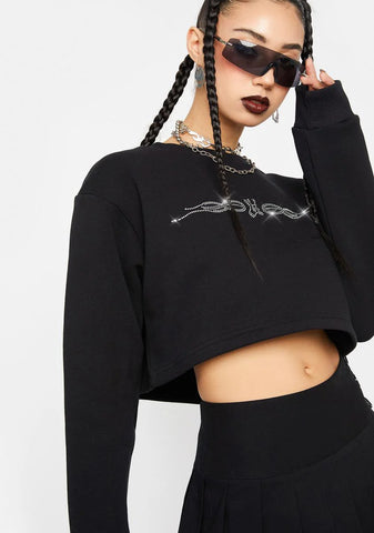 LH Tribal Rhinestone Cropped Sweatshirt