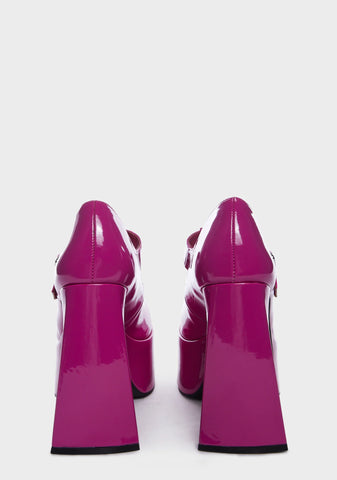 Raspberry Ripple Heeled Mary Janes