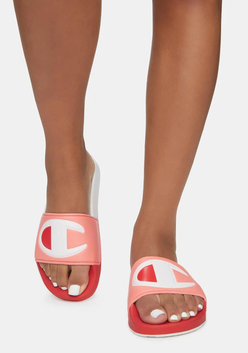 Red IPO Split Slide Sandals