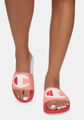 Red IPO Split Slide Sandals