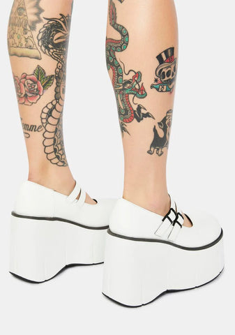 White Dollhaus Platform Mary Janes