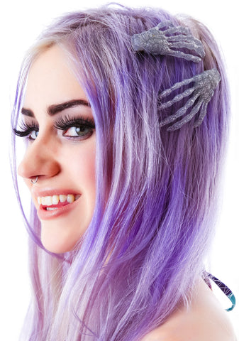 Skeleton Bone Hands Hair Slides