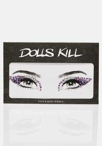 Purple Winged Rhinestone Face Gems