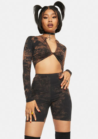 Black Rust Tie Dye Cycle Shorts