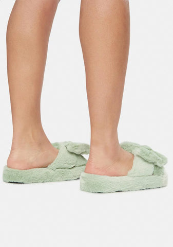 Mint Snuggle Up Fuzzy Slippers