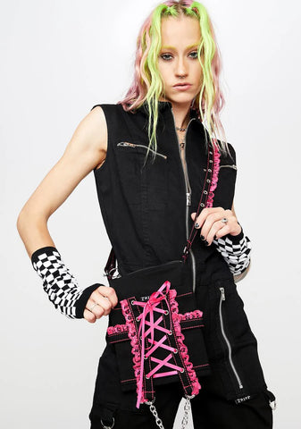 Pink Lace Cross Body Bag