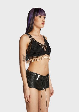 Unstoppable Beauty Crochet Top - Black