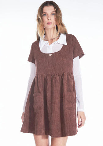 Simple Plans Corduroy Babydoll Dress