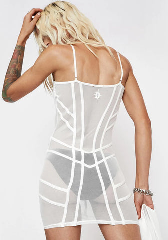 Filter Mesh Dress With Shrug