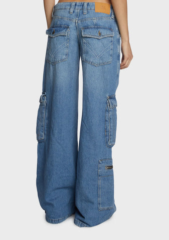 Low Rise Puddle Cargo Jeans