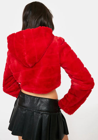 Spicy Beat Girl Faux Fur Cropped Hoodie