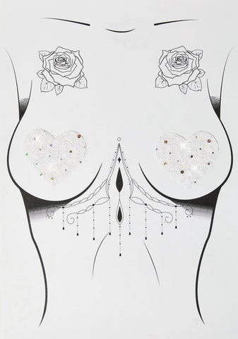 Mrs. Darcy White Sparkle Heart Pasties