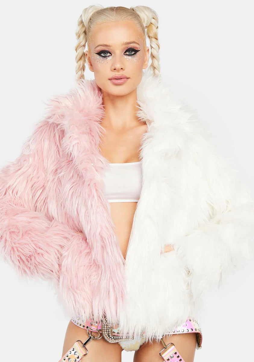 Blush Balancing Act Faux Fur Jacket
