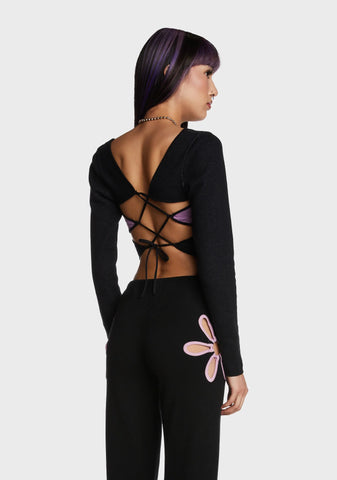 Butterfly Motif Knit Top