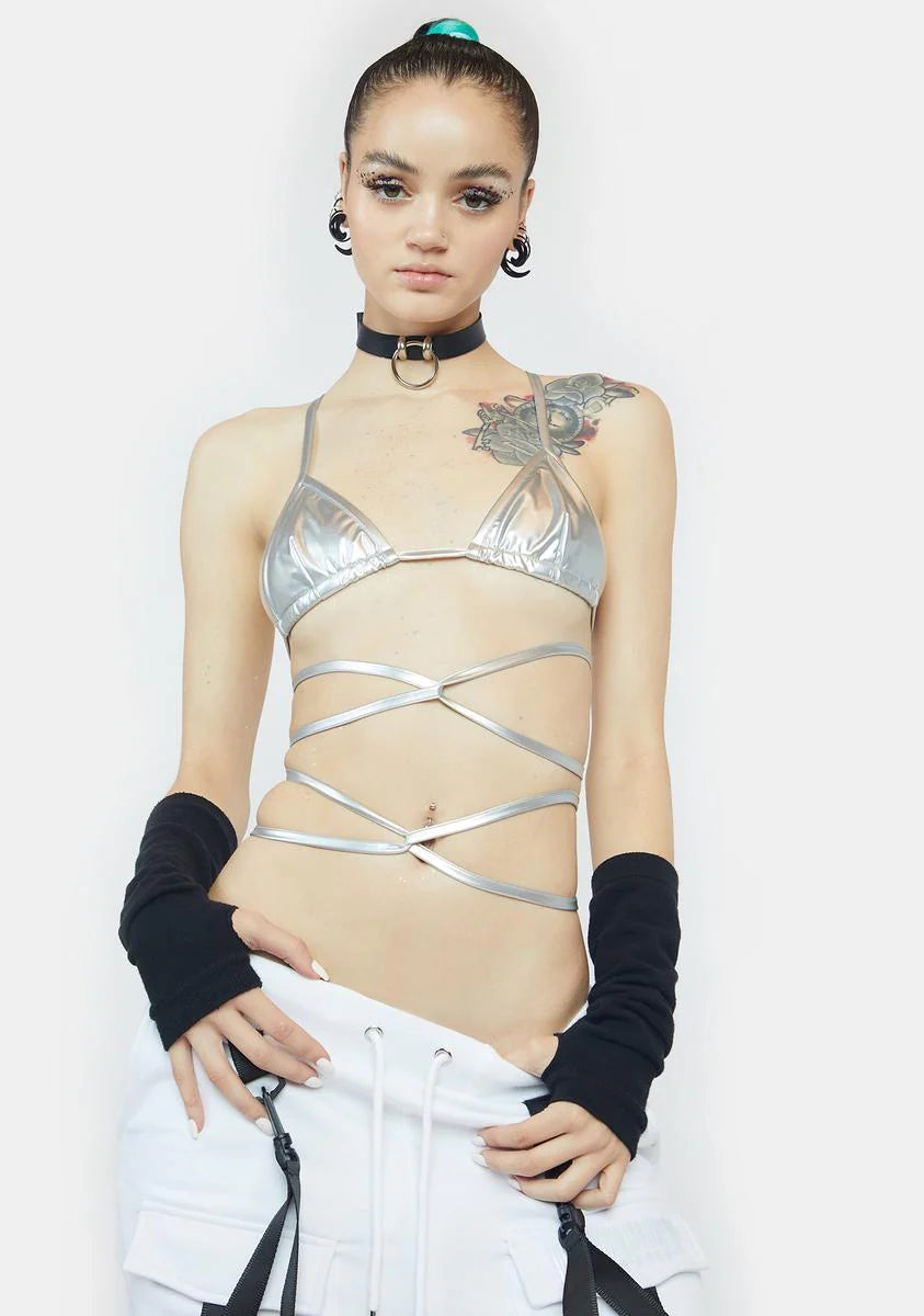 Chrome Sugar Fairy Wrap Bra Top
