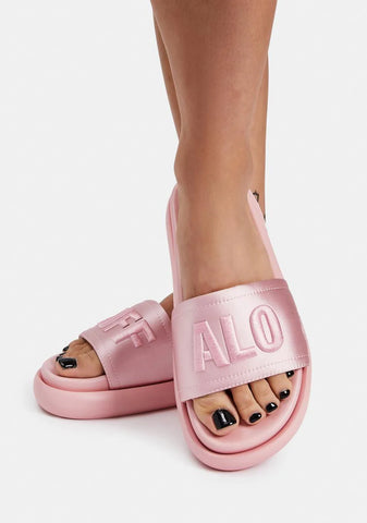 Pink Metallic Reggie Platform Slides