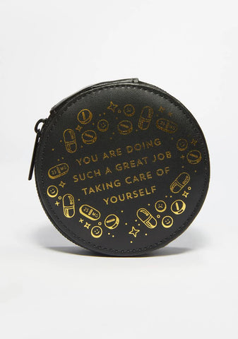 Noir 7 Day Gold Foil Pill Case