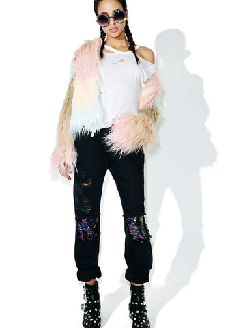 Sequin Distressed Jeans