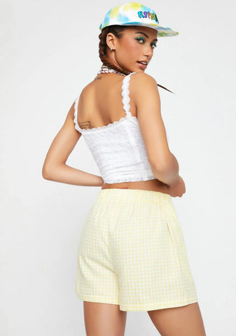 Yellow Gingham Paperbag Shorts
