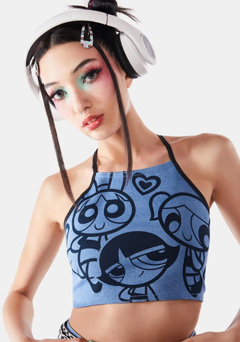 Mission Impuffable Denim Crop Top