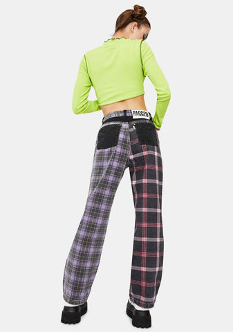 Jekyl Mix Check Dad Jeans