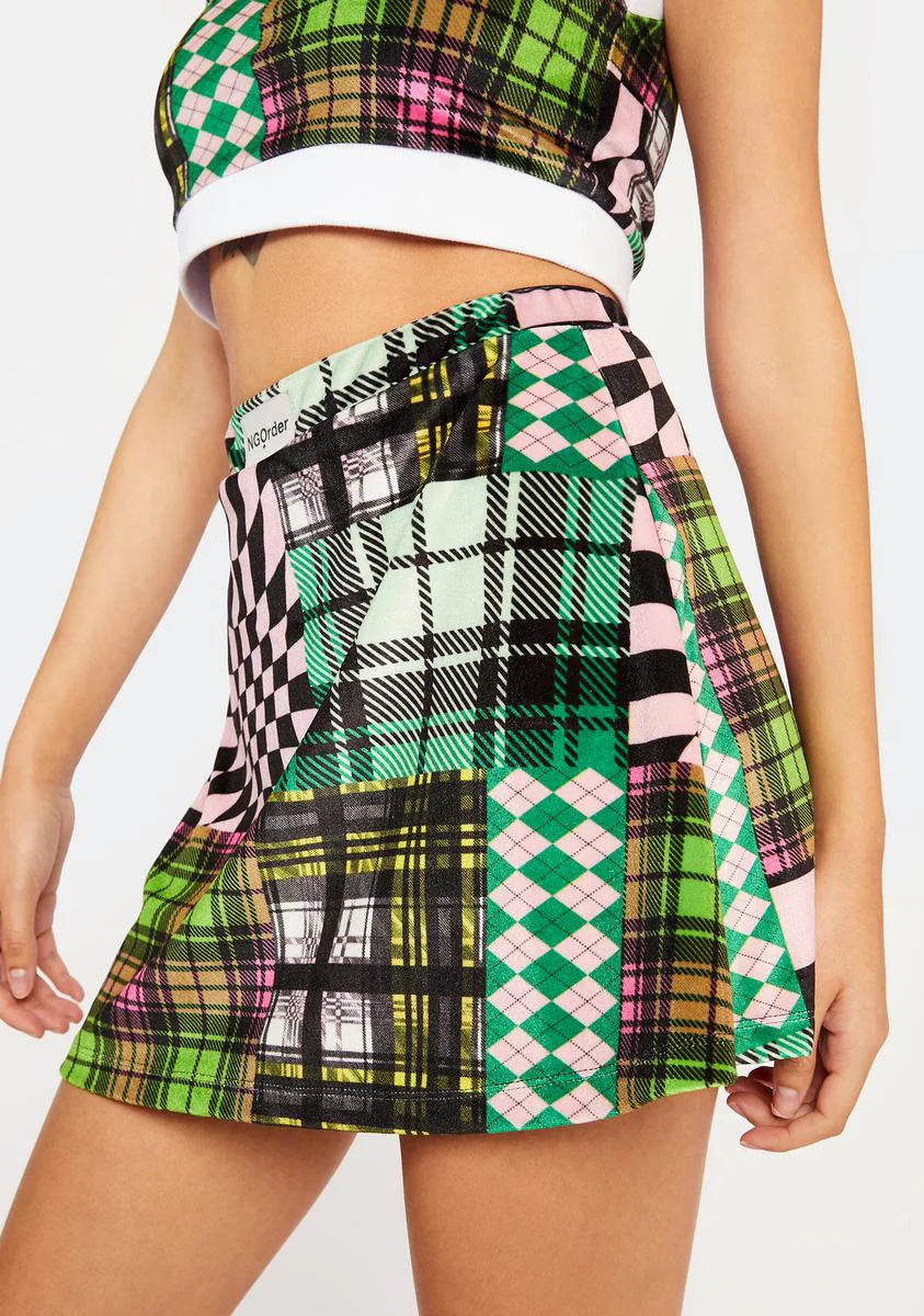 Patchwork Velour Skirt