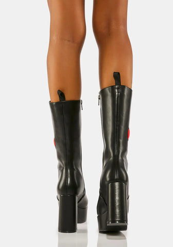 Red Believe That Platform Boots