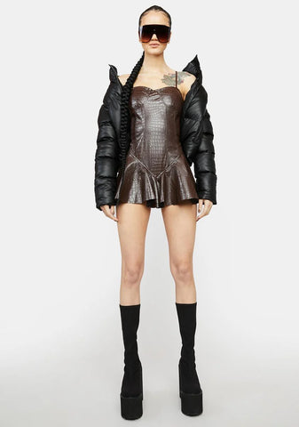 Choco Man Eater Crocodile Mini Dress