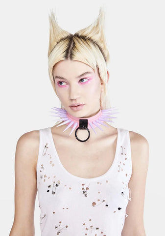 Lavender Powerpunk Spiked Collar