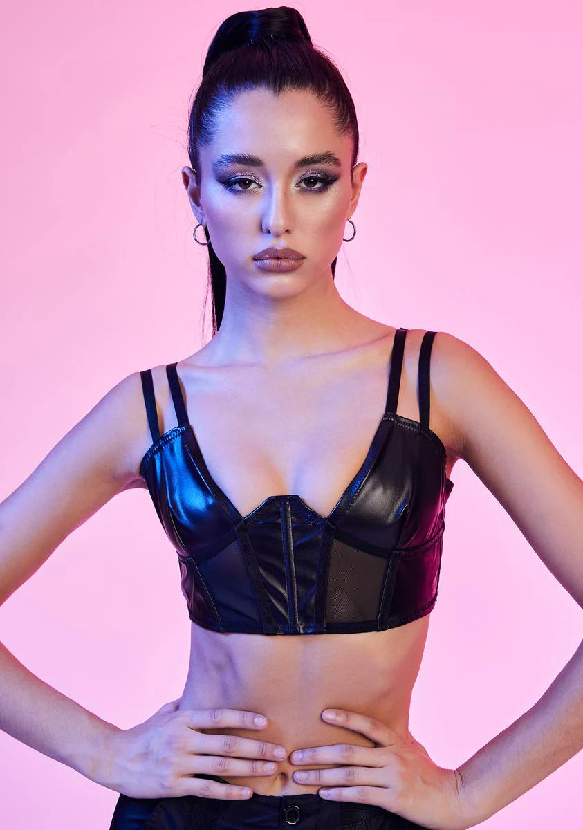 Domme Dot Com Vegan Leather Bra Top