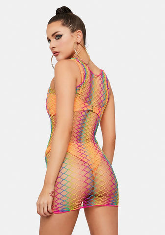Need A Vacation Fishnet Mini Dress